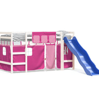 Kinderhochbett mit Vorhängen Rosa 80x200 cm Massivholz Kiefer