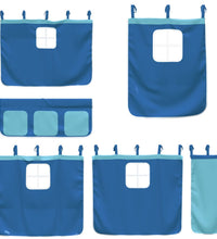 Kinderhochbett mit Vorhängen Blau 80x200 cm Massivholz Kiefer