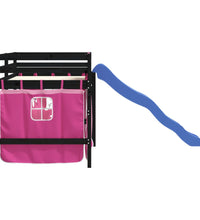 Kinderhochbett mit Vorhängen Rosa 80x200 cm Massivholz Kiefer