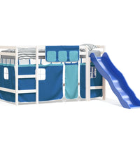 Kinderhochbett mit Vorhängen Blau 90x200 cm Massivholz Kiefer