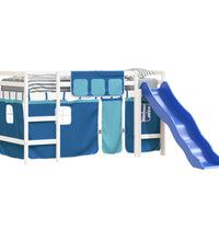 Kinderhochbett mit Vorhängen Blau 90x200 cm Massivholz Kiefer