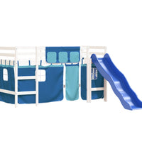 Kinderhochbett mit Vorhängen Blau 90x200 cm Massivholz Kiefer