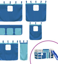 Kinderhochbett mit Vorhängen Blau 90x200 cm Massivholz Kiefer