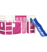 Kinderhochbett mit Vorhängen Rosa 90x200 cm Massivholz Kiefer