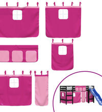 Kinderhochbett mit Vorhängen Rosa 90x200 cm Massivholz Kiefer