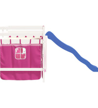 Kinderhochbett mit Vorhängen Rosa 90x190 cm Massivholz Kiefer