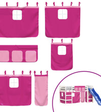 Kinderhochbett mit Vorhängen Rosa 90x190 cm Massivholz Kiefer