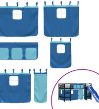 Kinderhochbett mit Vorhängen Blau 90x190 cm Massivholz Kiefer