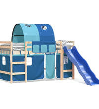 Kinderhochbett mit Tunnel Blau 80x200 cm Massivholz Kiefer