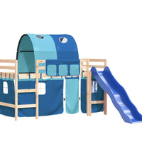 Kinderhochbett mit Tunnel Blau 80x200 cm Massivholz Kiefer