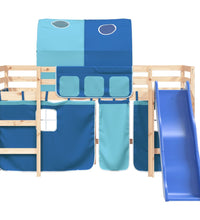 Kinderhochbett mit Tunnel Blau 80x200 cm Massivholz Kiefer