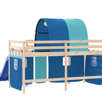 Kinderhochbett mit Tunnel Blau 80x200 cm Massivholz Kiefer