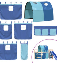 Kinderhochbett mit Tunnel Blau 80x200 cm Massivholz Kiefer