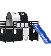 Kinderhochbett mit Tunnel Weiß & Schwarz 80x200 cm Kiefernholz