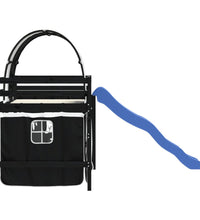 Kinderhochbett mit Tunnel Weiß & Schwarz 80x200 cm Kiefernholz