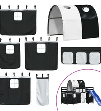 Kinderhochbett mit Tunnel Weiß & Schwarz 80x200 cm Kiefernholz