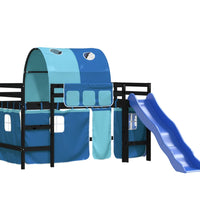 Kinderhochbett mit Tunnel Blau 80x200 cm Massivholz Kiefer