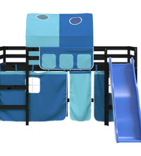 Kinderhochbett mit Tunnel Blau 80x200 cm Massivholz Kiefer