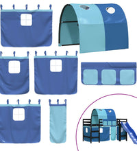 Kinderhochbett mit Tunnel Blau 80x200 cm Massivholz Kiefer