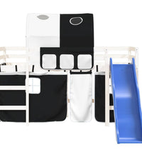 Kinderhochbett mit Tunnel Weiß & Schwarz 90x200 cm Kiefernholz