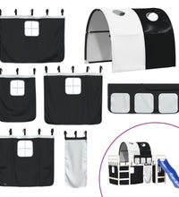 Kinderhochbett mit Tunnel Weiß & Schwarz 90x200 cm Kiefernholz