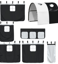 Kinderhochbett mit Tunnel Weiß & Schwarz 90x200 cm Kiefernholz