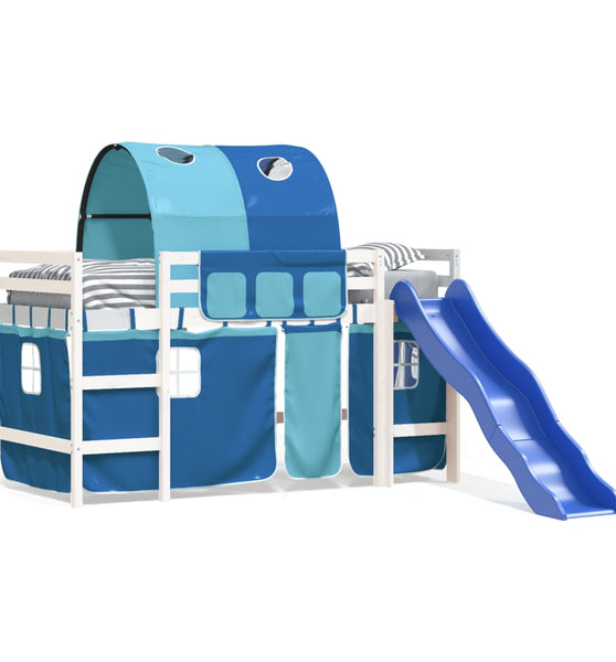 Kinderhochbett mit Tunnel Blau 90x200 cm Massivholz Kiefer