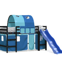 Kinderhochbett mit Tunnel Blau 90x200 cm Massivholz Kiefer