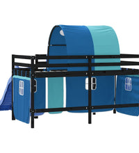 Kinderhochbett mit Tunnel Blau 90x200 cm Massivholz Kiefer
