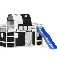 Kinderhochbett mit Tunnel Weiß & Schwarz 90x190 cm Kiefernholz