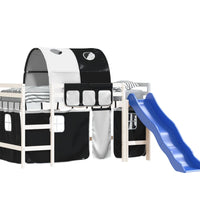 Kinderhochbett mit Tunnel Weiß & Schwarz 90x190 cm Kiefernholz