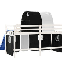 Kinderhochbett mit Tunnel Weiß & Schwarz 90x190 cm Kiefernholz