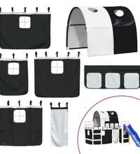 Kinderhochbett mit Tunnel Weiß & Schwarz 90x190 cm Kiefernholz