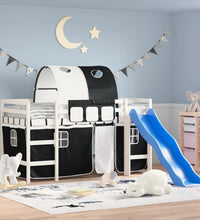 Kinderhochbett mit Tunnel Weiß & Schwarz 90x190 cm Kiefernholz