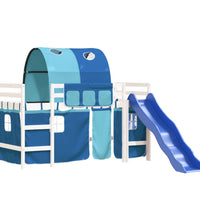 Kinderhochbett mit Tunnel Blau 90x190 cm Massivholz Kiefer