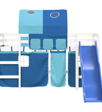 Kinderhochbett mit Tunnel Blau 90x190 cm Massivholz Kiefer