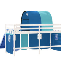 Kinderhochbett mit Tunnel Blau 90x190 cm Massivholz Kiefer
