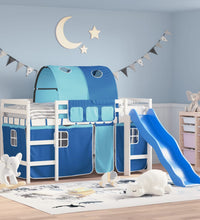 Kinderhochbett mit Tunnel Blau 90x190 cm Massivholz Kiefer