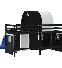 Kinderhochbett mit Tunnel Weiß & Schwarz 90x190 cm Kiefernholz