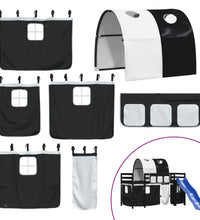 Kinderhochbett mit Tunnel Weiß & Schwarz 90x190 cm Kiefernholz