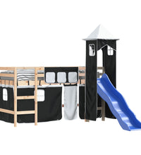 Kinderhochbett mit Turm Weiß & Schwarz 80x200 cm Kiefernholz