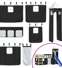 Kinderhochbett mit Turm Weiß & Schwarz 80x200 cm Kiefernholz