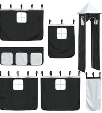 Kinderhochbett mit Turm Weiß & Schwarz 80x200 cm Kiefernholz