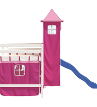Kinderhochbett mit Turm Rosa 80x200 cm Massivholz Kiefer