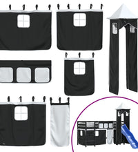 Kinderhochbett mit Turm Weiß & Schwarz 90x200 cm Kiefernholz