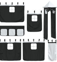 Kinderhochbett mit Turm Weiß & Schwarz 90x200 cm Kiefernholz