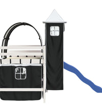 Kinderhochbett mit Turm Weiß & Schwarz 80x200 cm Kiefernholz