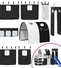 Kinderhochbett mit Turm Weiß & Schwarz 80x200 cm Kiefernholz