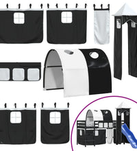 Kinderhochbett mit Turm Weiß & Schwarz 80x200 cm Kiefernholz