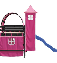 Kinderhochbett mit Turm Rosa 80x200 cm Massivholz Kiefer